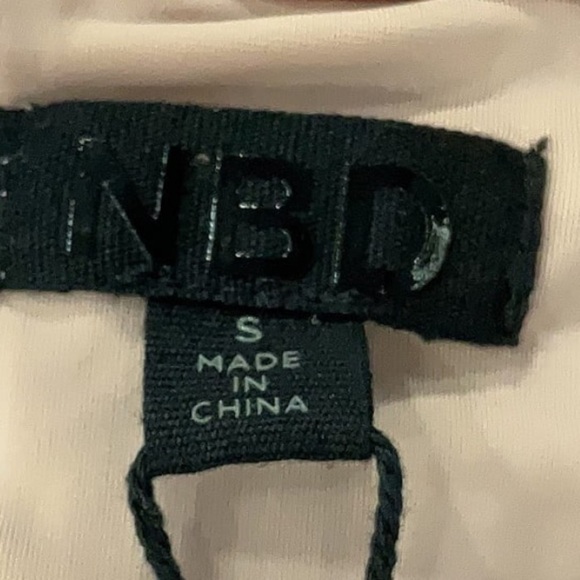 Revolve NDB Pink Shimmer Cheri Mini Dress Champagne Ruched Small - Picture 4 of 5